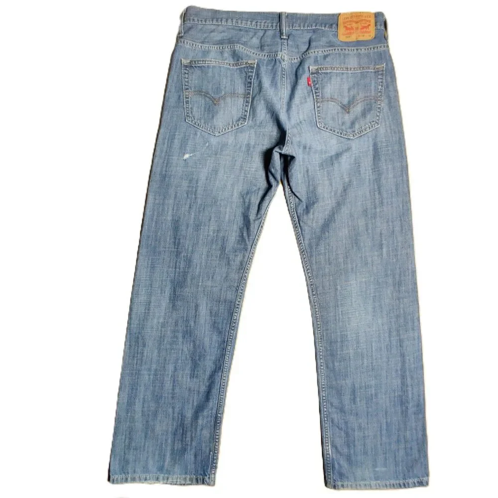 Levi’s 569 Loose Straight Jeans W34 L32 Light Wash Distressed Denim
